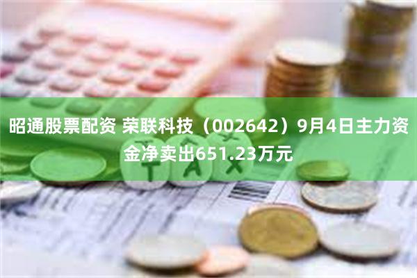 昭通股票配资 荣联科技（002642）9月4日主力资金净卖出651.23万元