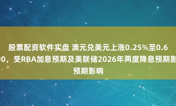 股票配资软件实盘 澳元兑美元上涨0.25%至0.6690，受RBA加息预期及美联储2026年两度降息预期影响